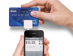 holding card and phone 