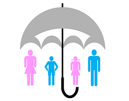 people under umbrella 